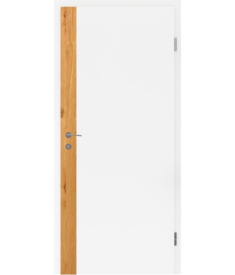 Weißlackierte Innentür mit Furniereinlage und Rillenfräsung BELLAline – F5R33L weißlackiert, Einlage Eiche astig
