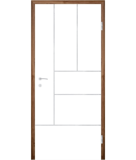 Weißlackierte Innentür mit Rillenfräsungen COLORline – MODENA R95L